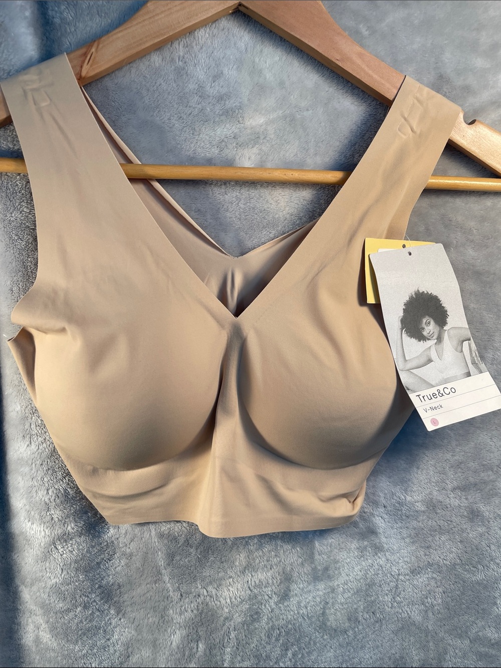 True & Co. Beige V-Neck Wireless Comfort Bra